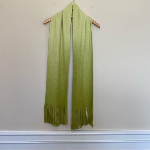 Women's scarf neon green rib knit ombré long wrap - Picture 2 of 8